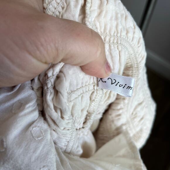 R. Vivimos Women's Summer Cream Puff Sleeves Cottagecore Midi Dress Sz L - Picture 5 of 11